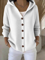 Damen Kapuzen-Cardigan mit Knopfleiste im Relaxed Fit