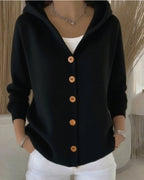 Damen Kapuzen-Cardigan mit Knopfleiste im Relaxed Fit