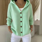 Damen Kapuzen-Cardigan mit Knopfleiste im Relaxed Fit