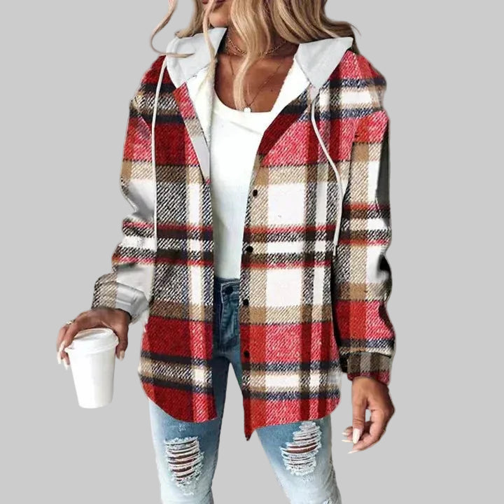 Damen Karo-Hoodie-Jacke für den Winter