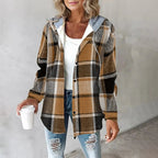 Damen Karo-Hoodie-Jacke für den Winter