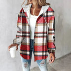 Damen Karo-Hoodie-Jacke für den Winter