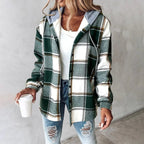 Damen Karo-Hoodie-Jacke für den Winter