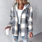 Damen Karo-Hoodie-Jacke für den Winter