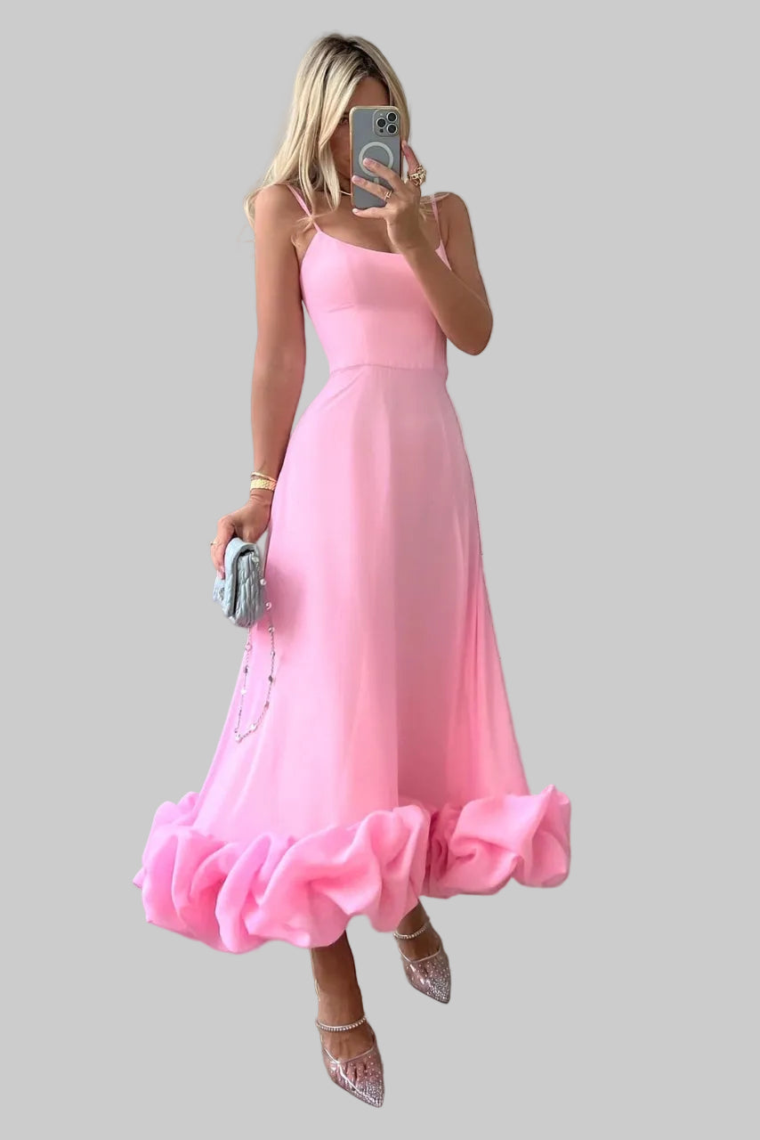 Damen Kleid mit Rüschensaum Hochzeitskleid für Hochzeitsgäste