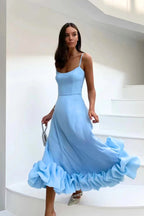 Damen Kleid mit Rüschensaum Hochzeitskleid für Hochzeitsgäste