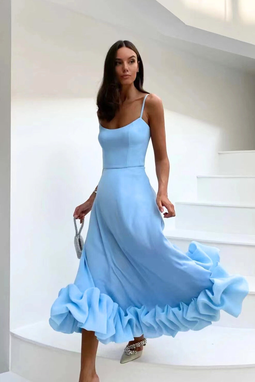 Damen Kleid mit Rüschensaum Hochzeitskleid für Hochzeitsgäste