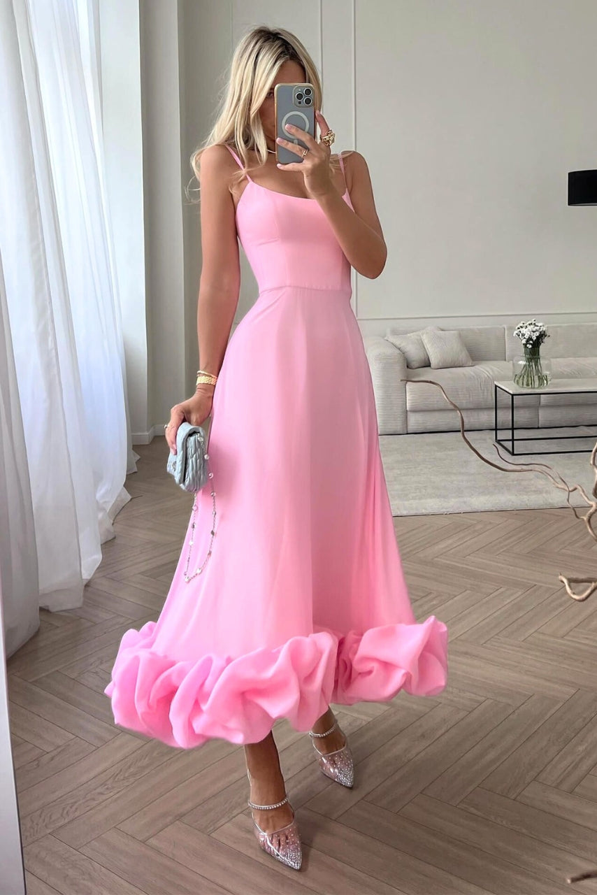 Damen Kleid mit Rüschensaum Hochzeitskleid für Hochzeitsgäste