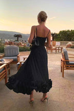 Damen Kleid mit Rüschensaum Hochzeitskleid für Hochzeitsgäste