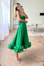 Damen Kleid mit Rüschensaum Hochzeitskleid für Hochzeitsgäste