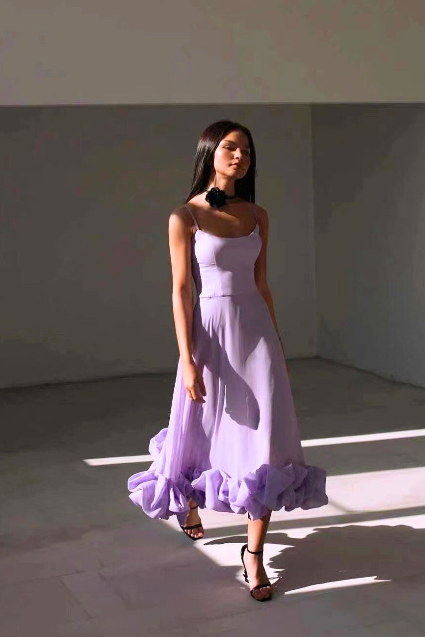 Damen Kleid mit Rüschensaum Hochzeitskleid für Hochzeitsgäste