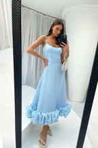 Damen Kleid mit Rüschensaum Hochzeitskleid für Hochzeitsgäste
