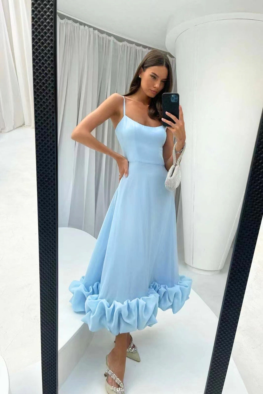 Damen Kleid mit Rüschensaum Hochzeitskleid für Hochzeitsgäste