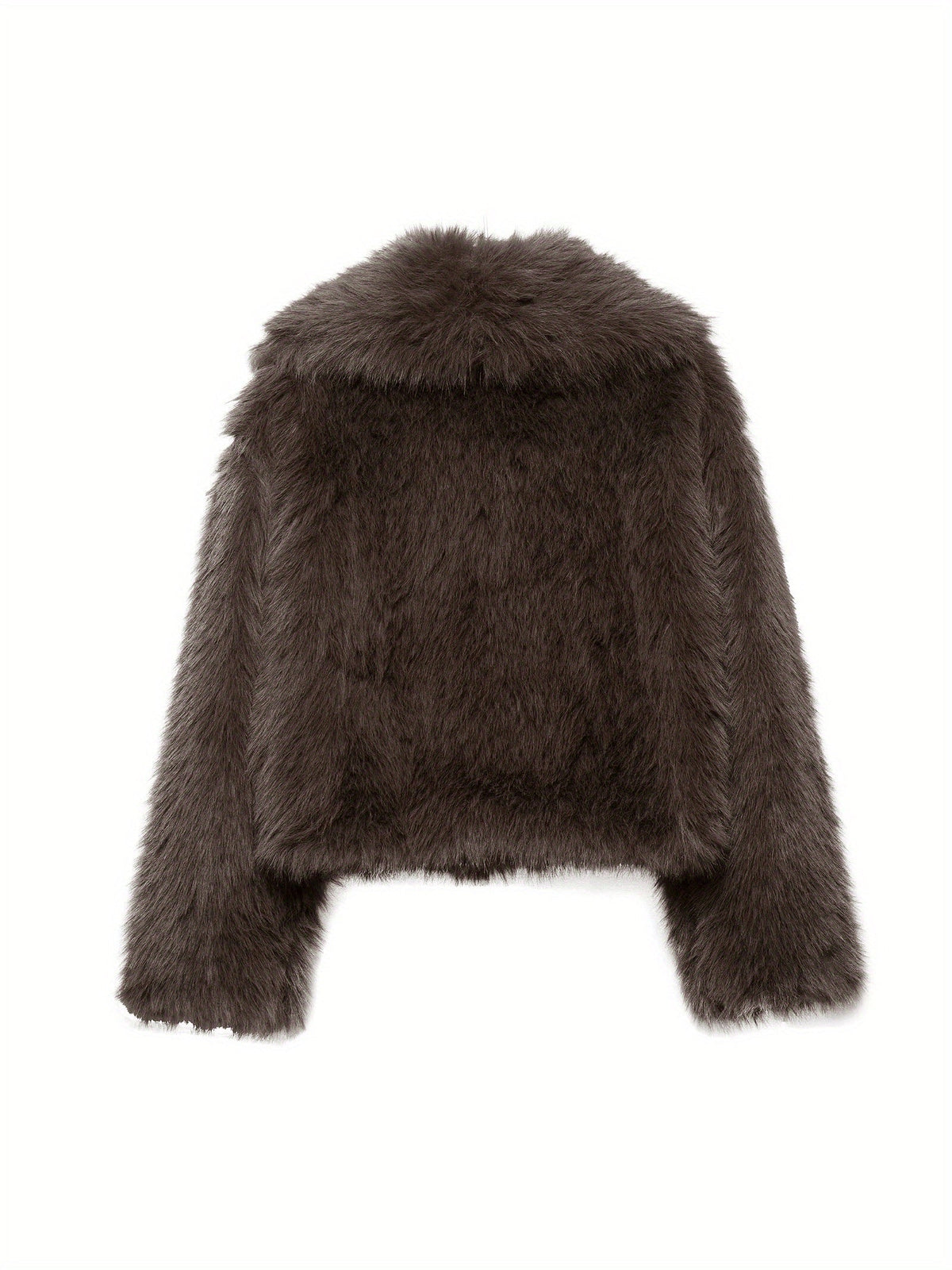 Damen Kurze Kunstfelljacke mit Reverskragen – Flauschige Winterjacke mit Futter