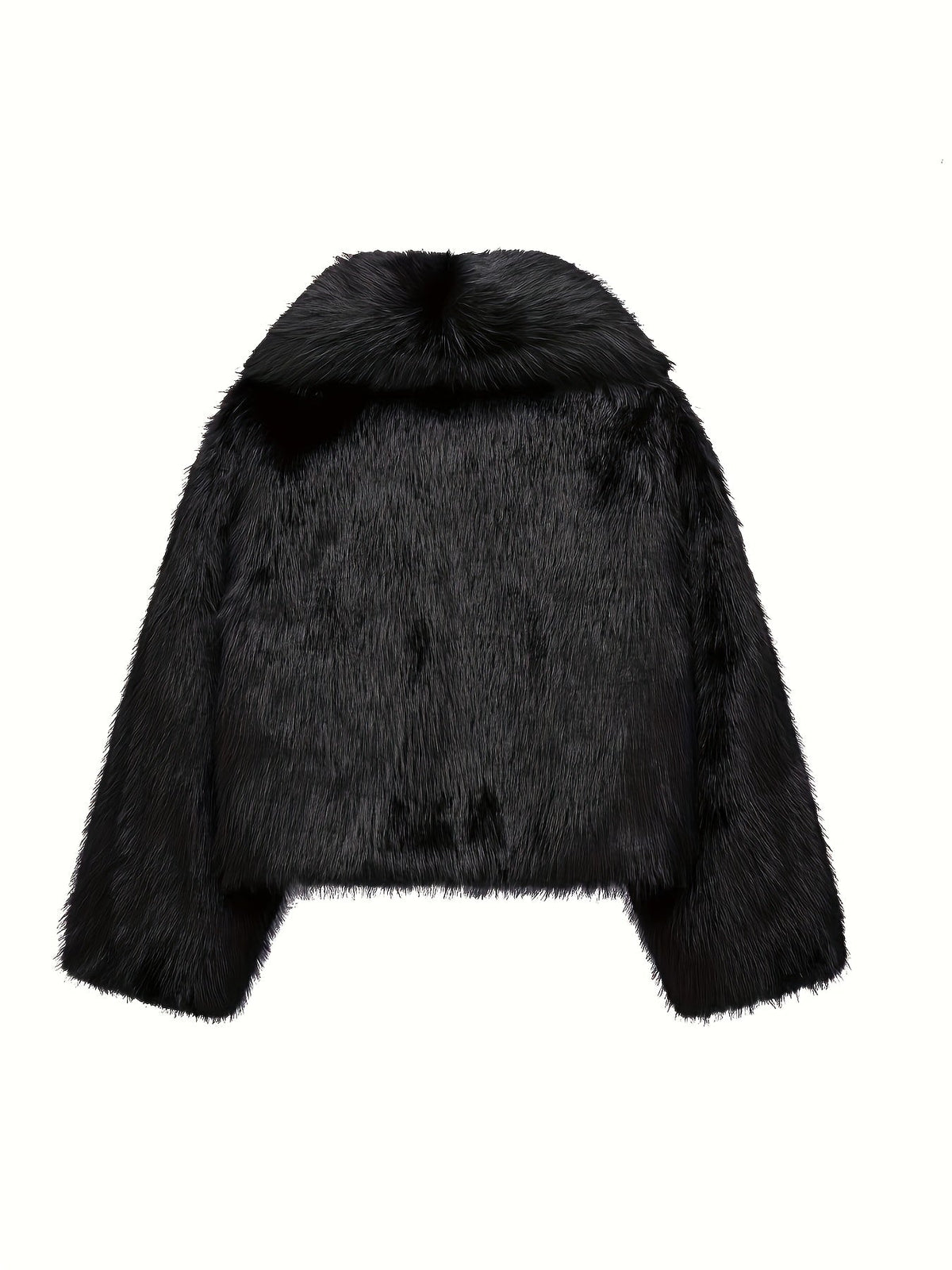 Damen Kurze Kunstfelljacke mit Reverskragen – Flauschige Winterjacke mit Futter