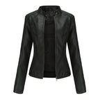 Damen Kunstleder-Bikerjacke mit Reißverschluss