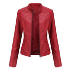 Damen Kunstleder-Bikerjacke mit Reißverschluss