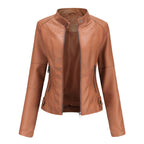 Damen Kunstleder-Bikerjacke mit Reißverschluss