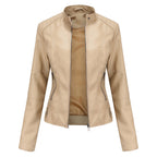 Damen Kunstleder-Bikerjacke mit Reißverschluss