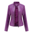Damen Kunstleder-Bikerjacke mit Reißverschluss