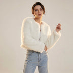 Damen Kurzjacke Kunstpelz Cardigan