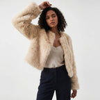 Damen Kurzjacke Kunstpelz Cardigan