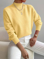 Damen Langarm-Strickpullover mit Rundhalsausschnitt
