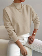 Damen Langarm-Strickpullover mit Rundhalsausschnitt