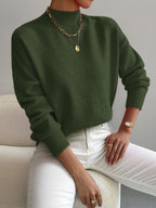 Damen Langarm-Strickpullover mit Rundhalsausschnitt