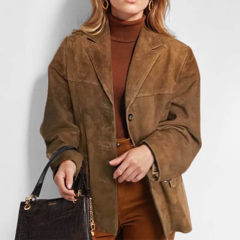 Damen Lederjacke im Urban-Look mit lockerem Schnitt