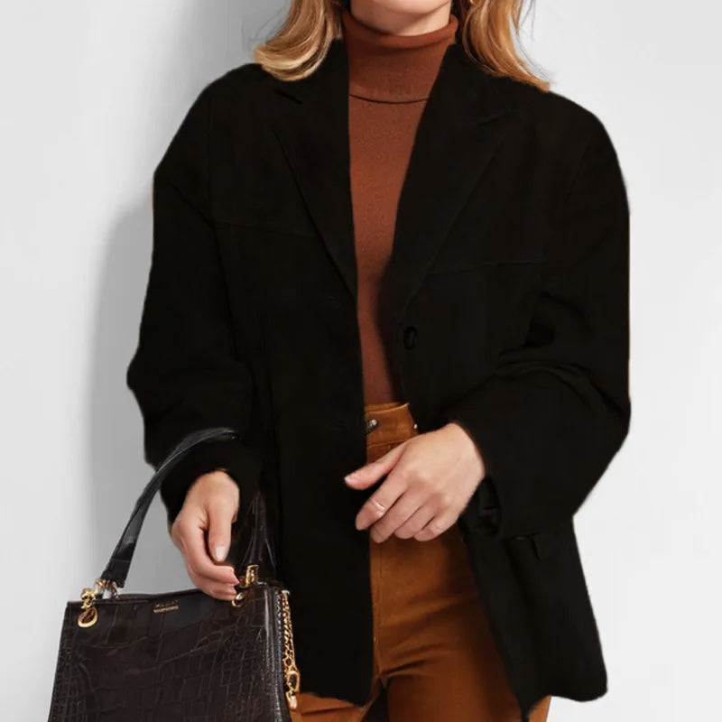 Damen Lederjacke im Urban-Look mit lockerem Schnitt