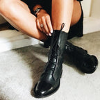 Damen Schnürstiefel aus Echtleder – Vintage Boots mit gepolstertem Futter, Herbst Winter