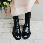 Damen Schnürstiefel aus Echtleder – Vintage Boots mit gepolstertem Futter, Herbst Winter