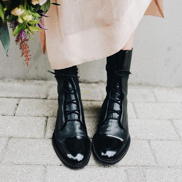Damen Schnürstiefel aus Echtleder – Vintage Boots mit gepolstertem Futter, Herbst Winter