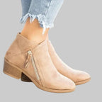 Damen Lederstiefeletten mit robuster Sohle und klassischer Knöchelhöhe
