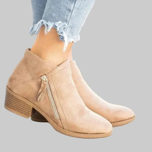 Damen Lederstiefeletten mit robuster Sohle und klassischer Knöchelhöhe