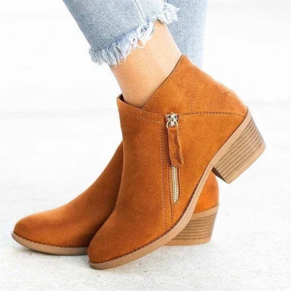 Damen Lederstiefeletten mit robuster Sohle und klassischer Knöchelhöhe