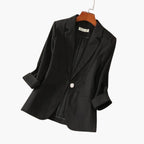 Damen Leinen Blazer mit Dreiviertelärmeln und Einzelknopf
