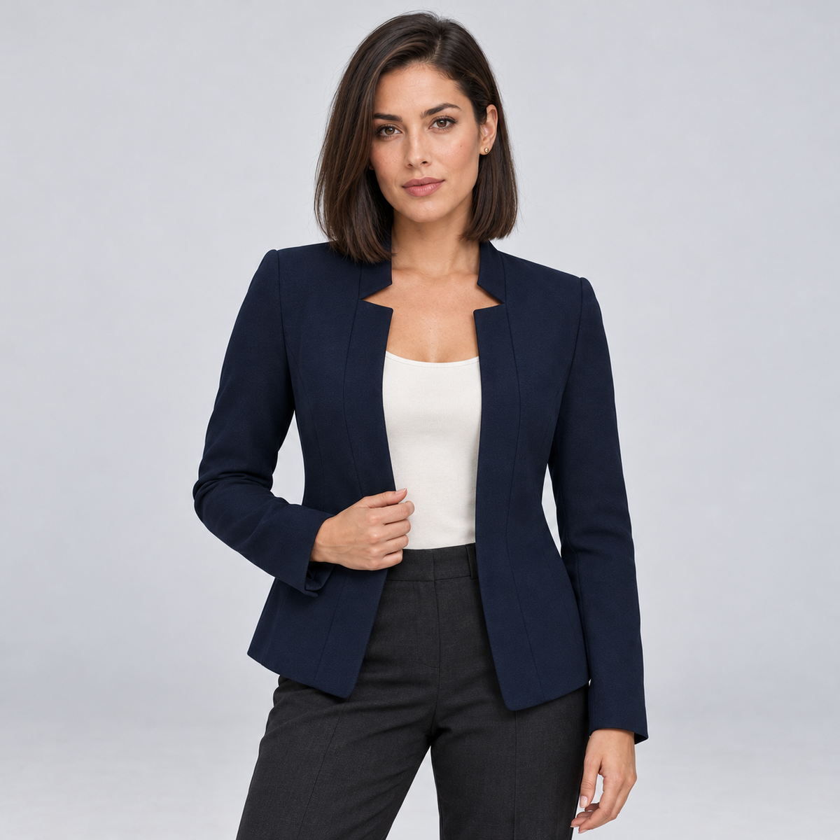 Damen Blazer ohne Knöpfe – Offener Stretch-Blazer mit Reverskragen, Herbst