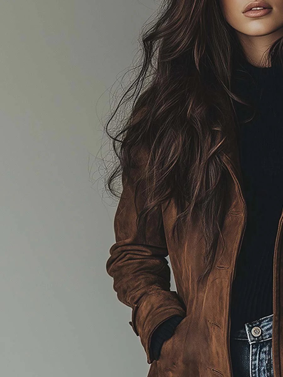 Damen Longline-Trenchcoat mit zweireihiger Knopfleiste und taillierter Silhouette