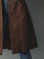 Damen Longline-Trenchcoat mit zweireihiger Knopfleiste und taillierter Silhouette
