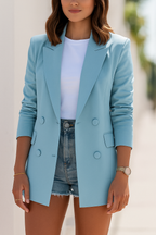Damen Longline Zweireiher Blazer Jacke