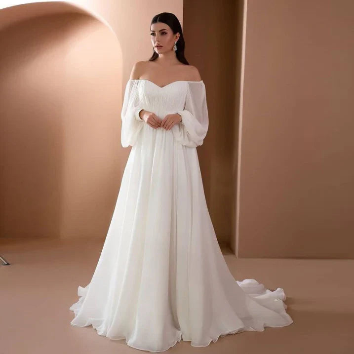 Damen Maxikleid mit Carmen-Ausschnitt für Hochzeitsgäste