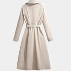 Damen Midi-Trenchcoat mit Bindegürtel, Umlegekragen und klassischer Silhouette