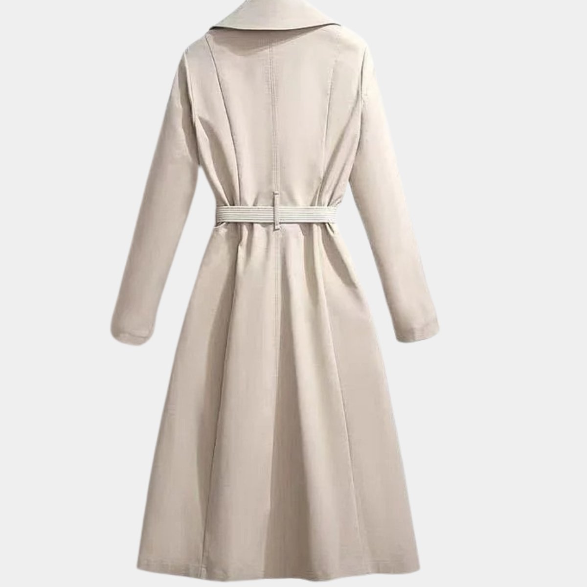 Damen Midi-Trenchcoat mit Bindegürtel, Umlegekragen und klassischer Silhouette