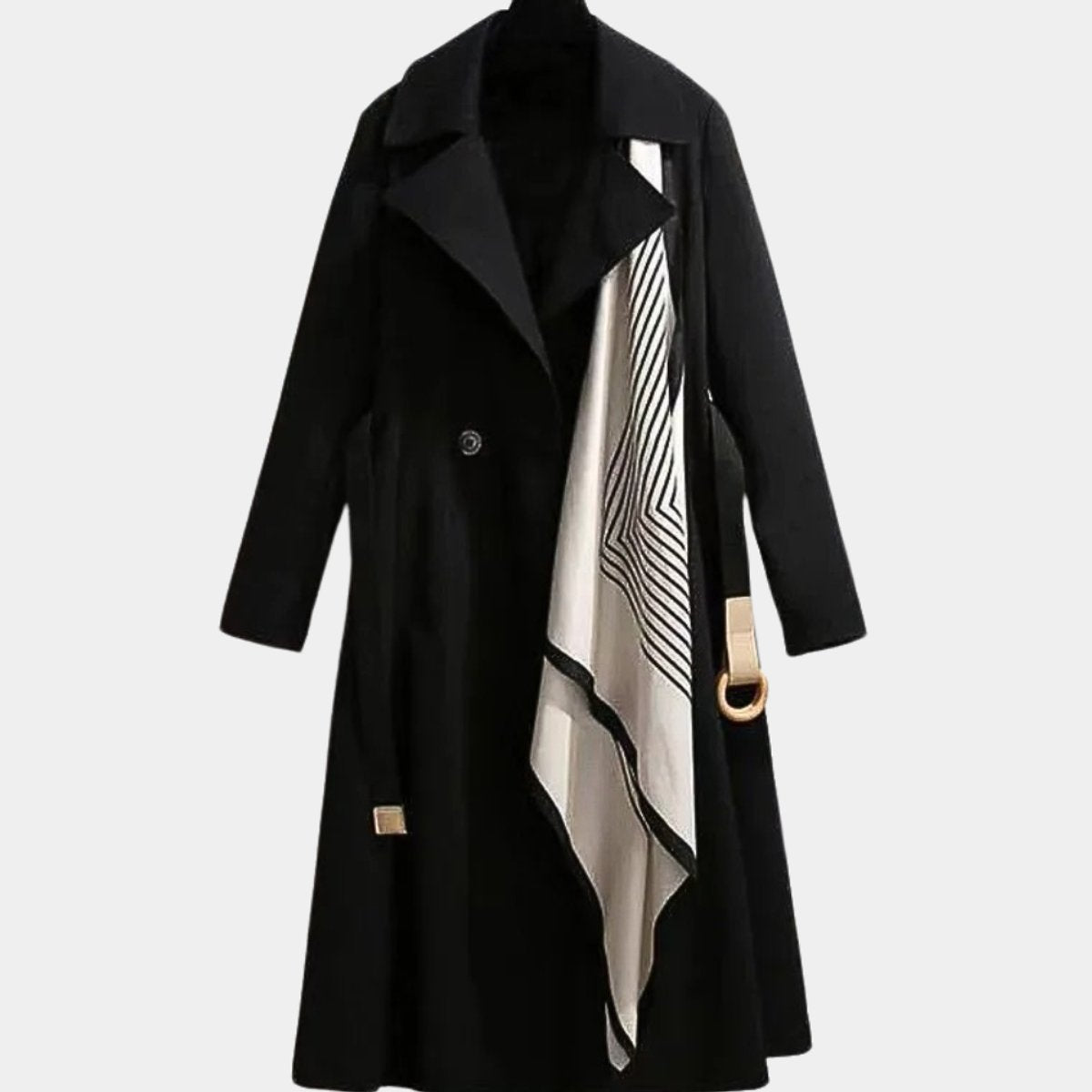 Damen Midi-Trenchcoat mit Bindegürtel, Umlegekragen und klassischer Silhouette