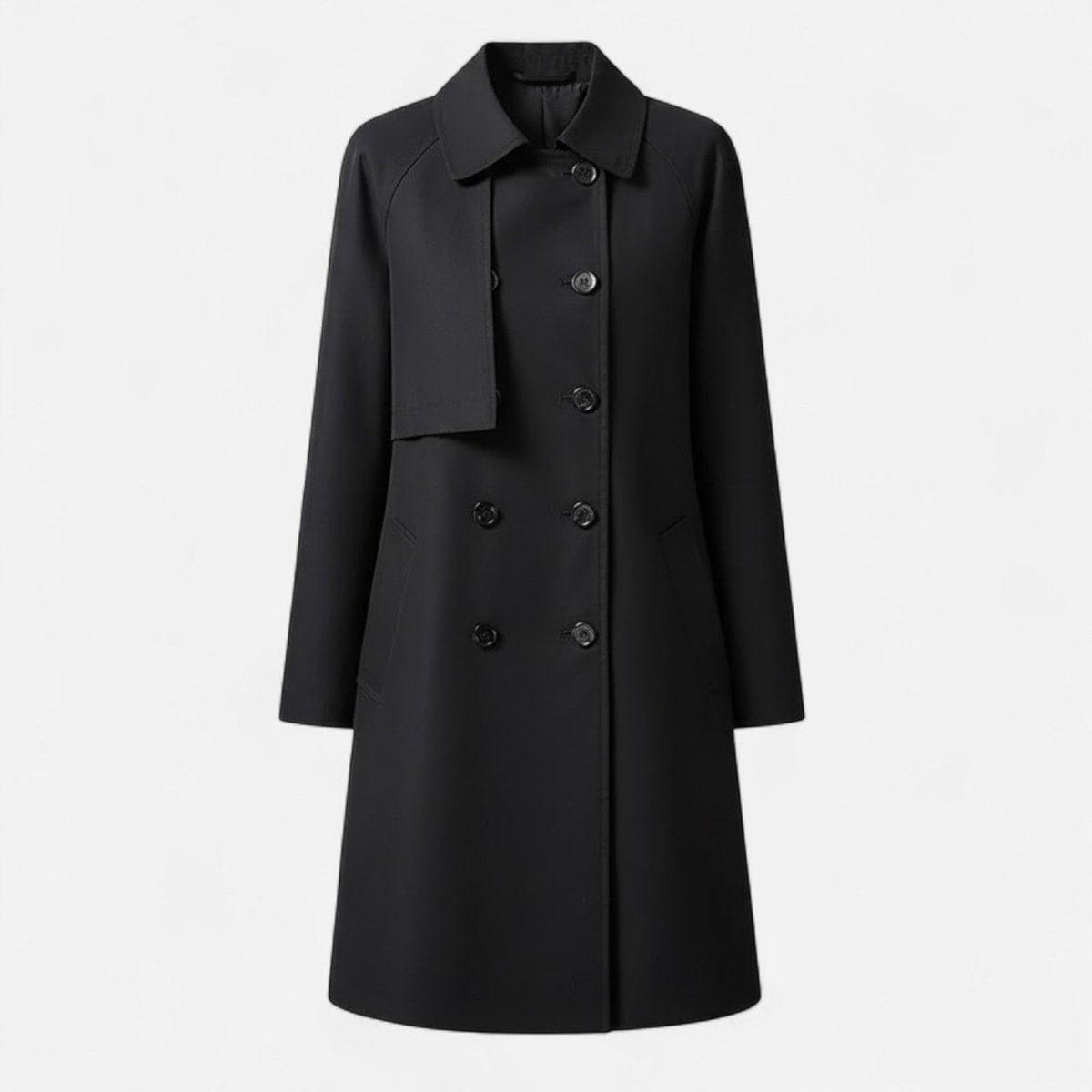 Damen Midi-Wollmix-Trenchcoat mit Doppelknopfleiste und strukturiertem Schnitt