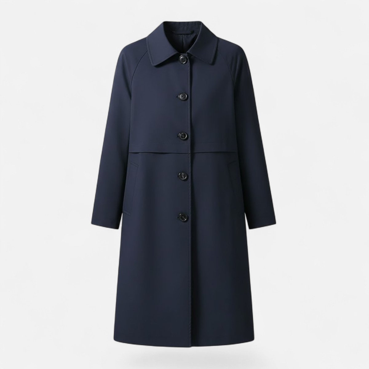 Damen Midi-Wollmix-Trenchcoat mit Doppelknopfleiste und strukturiertem Schnitt