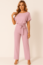 Damen Overall mit verstellbarem Bindegürtel und fließendem Stoff