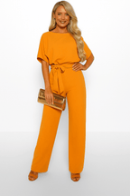 Damen Overall mit verstellbarem Bindegürtel und fließendem Stoff